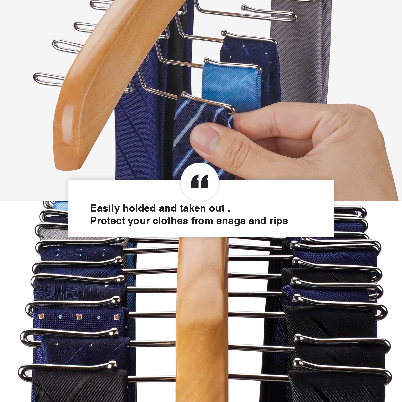 Ulimart Tie Hanger 24 Hooks Tie Racks For Men Closet, Tie Rack With Upgraded 360Rotating,Tie Hangers For Men,Tank Top Hanger,Nec
